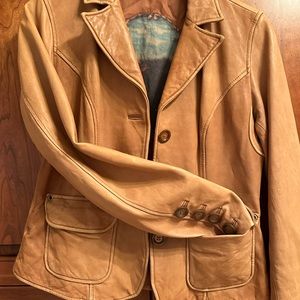caramel soft brown 100% leather short  jacket.